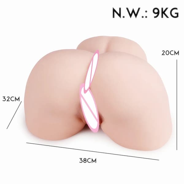 Mandlig Onanist, Blød Silikone, Realistisk Vagina, 9kg Røv-Kød