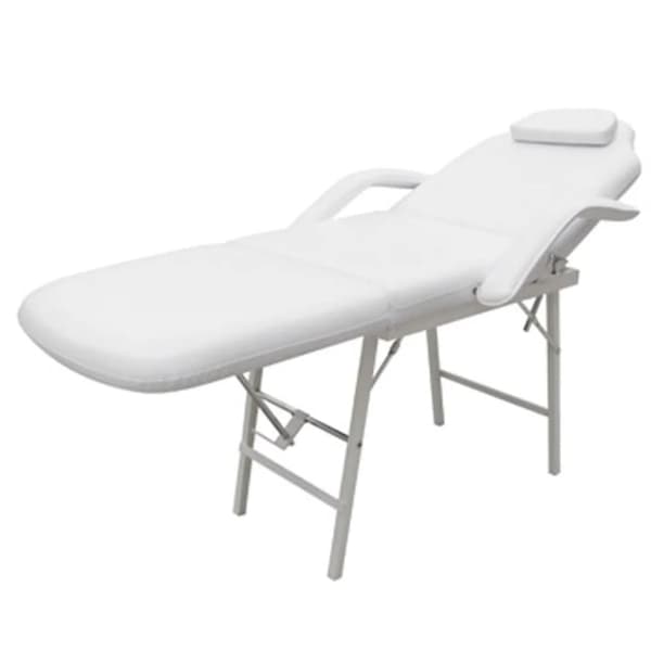 vidaXL mobil ansigtsbehandlingsstol 185 x 78 x 76 cm kunstlæder hvid