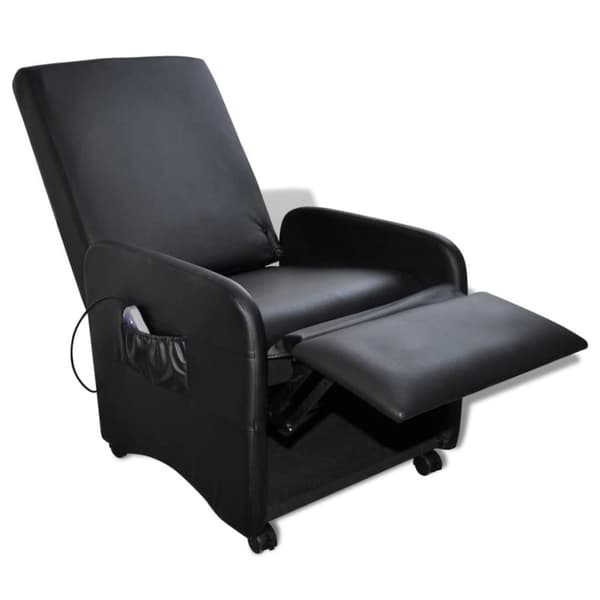 vidaXL Massagefåtölj svart konstläder
