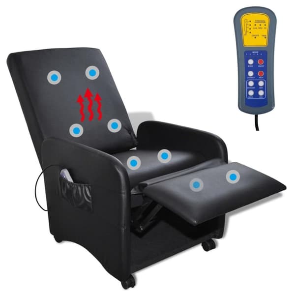 vidaXL Massagefåtölj svart konstläder