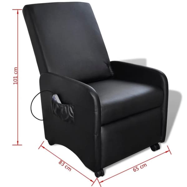 vidaXL Massagefåtölj svart konstläder