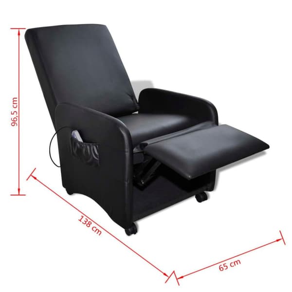 vidaXL Massagefåtölj svart konstläder