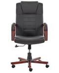 Miniatyrbild 4 av 11: Massagestol Svart läder Svängbar Gaslift Justerbar höjd med hjul Ergonomisk Modernt kontor