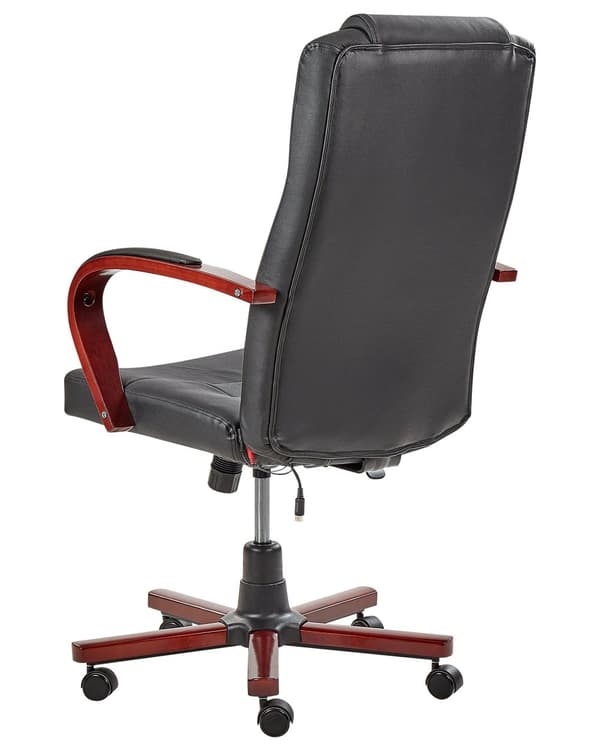 Massagestol Svart läder Svängbar Gaslift Justerbar höjd med hjul Ergonomisk Modernt kontor