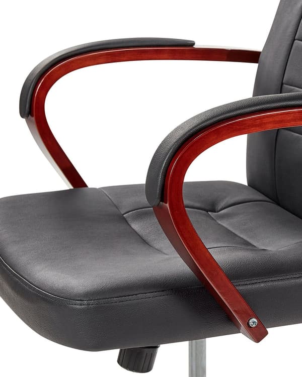 Massagestol Svart läder Svängbar Gaslift Justerbar höjd med hjul Ergonomisk Modernt kontor