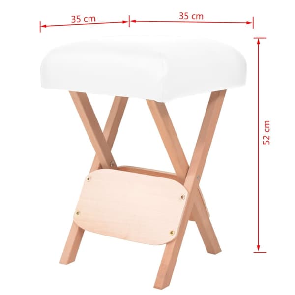 vidaXL foldbar massageskammel 12 cm tykt sæde 2 bolsterpuder hvid