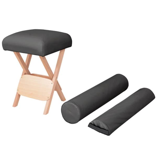 vidaXL foldbar massagestol med 12 cm tykt sæde og 2 puder sort
