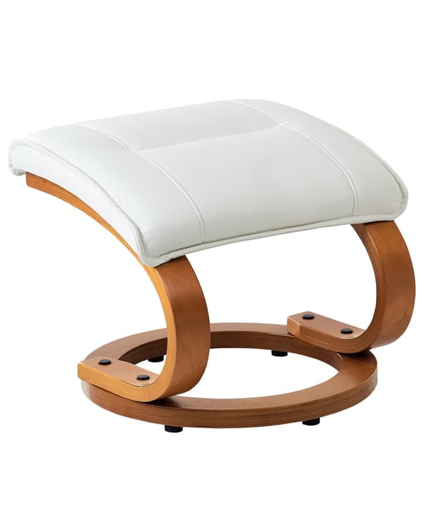 Hvilestol Hvid med Fodskammel i Kunstlæder Polstret Træ stel Varme Massagefunktion Retro Design