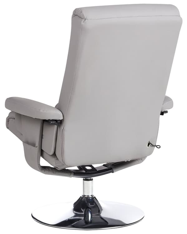 Hvilestol Grå med Fodskammel Polstret Metalstel i Imiteret Læder Opvarmet Massagefunktion Retro Design