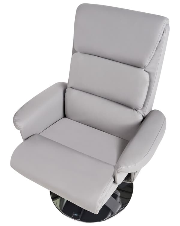 Hvilestol Grå med Fodskammel Polstret Metalstel i Imiteret Læder Opvarmet Massagefunktion Retro Design