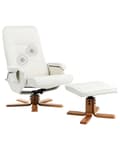 Miniatyrbillede 1 af 10: Lænestol Lyst Træ Beige Kunstlæder Hvilestol med Varme Massage Funktion Positionsstol Klassisk Moderne Fodskammel til Stue Kontor Indretning