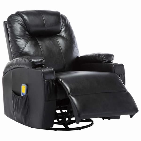 vidaXL Gungande massagefåtölj justerbar svart konstläder