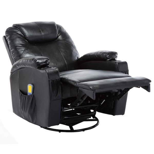vidaXL Gungande massagefåtölj justerbar svart konstläder