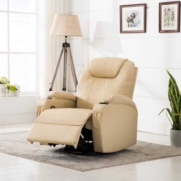 vidaXL Gungande massagefåtölj justerbar gräddvit konstläder vidaXL Gungande massagefåtölj justerbar gräddvit konstläder