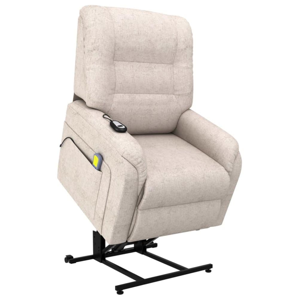 vidaXL elektrisk massagestol stof cremefarvet