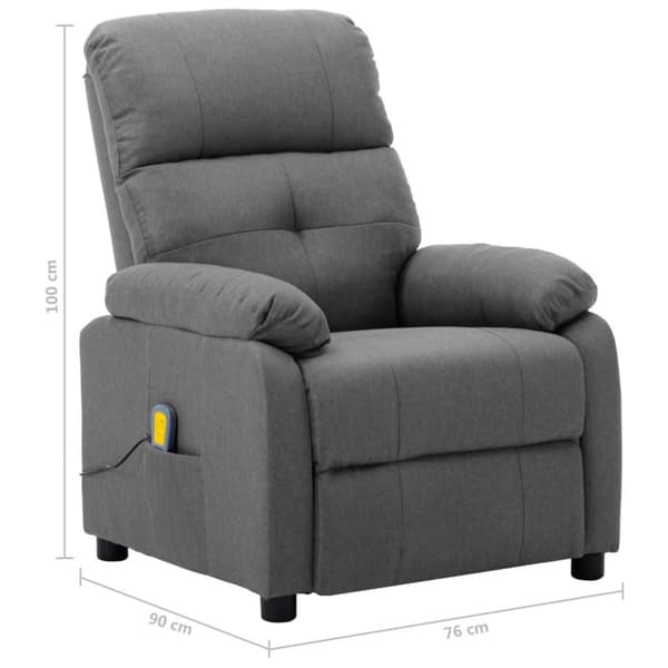vidaXL Massagefåtölj ljusgrå tyg