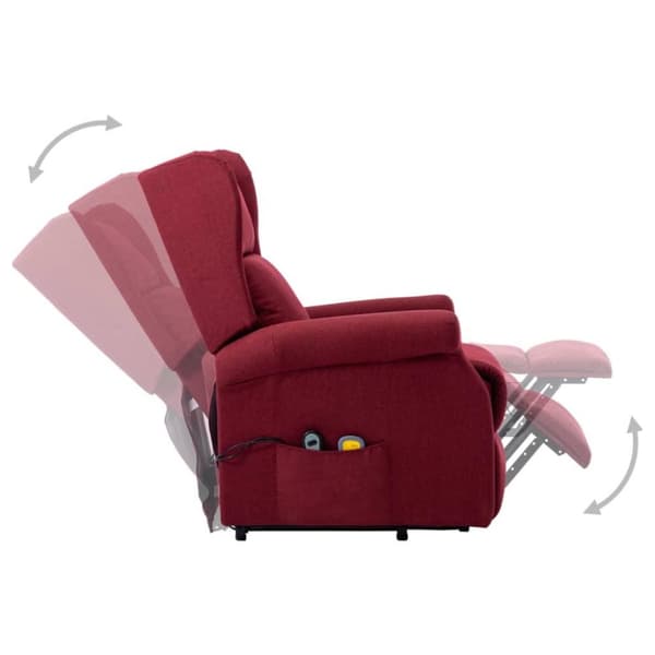 vidaXL Massagefåtölj med uppresningshjälp vinröd tyg