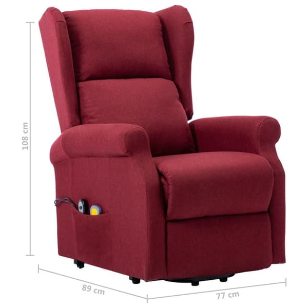 vidaXL Massagefåtölj med uppresningshjälp vinröd tyg