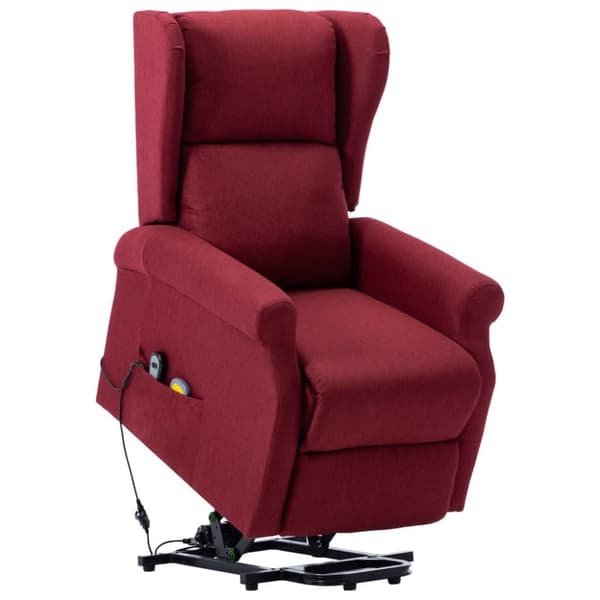 vidaXL Massagefåtölj med uppresningshjälp vinröd tyg