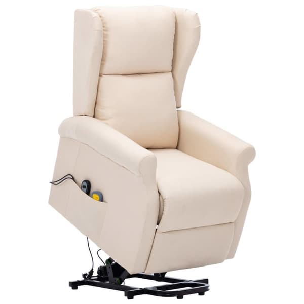 vidaXL Massagefåtölj med uppresningshjälp gräddvit tyg