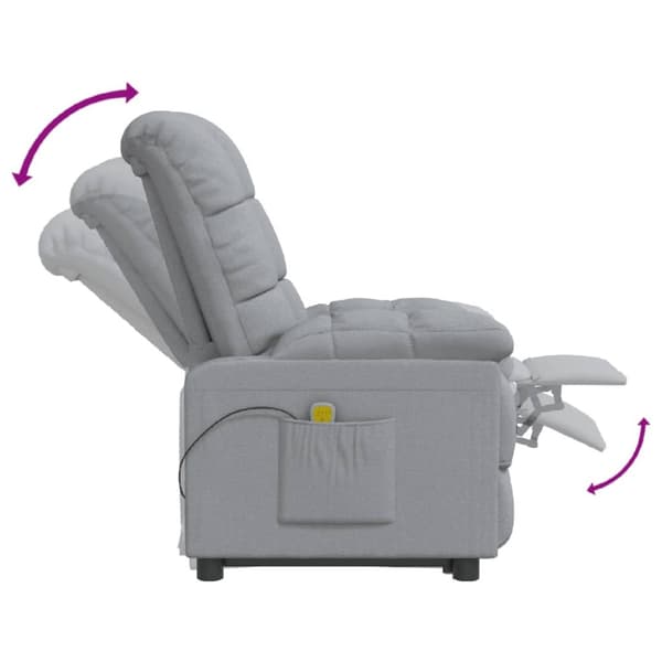 vidaXL Massagefåtölj ljusgrå tyg