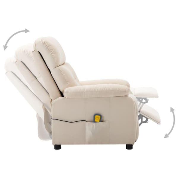 vidaXL Massagefåtölj gräddvit tyg
