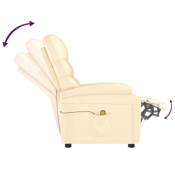 vidaXL Massagefåtölj gräddvit konstläder