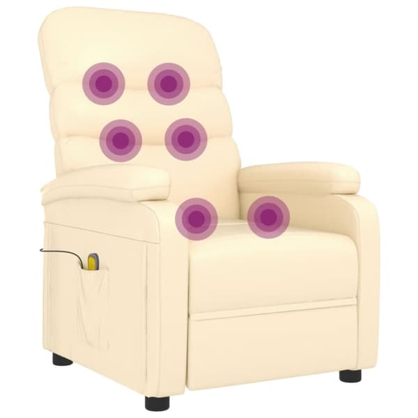 vidaXL Massagefåtölj gräddvit konstläder