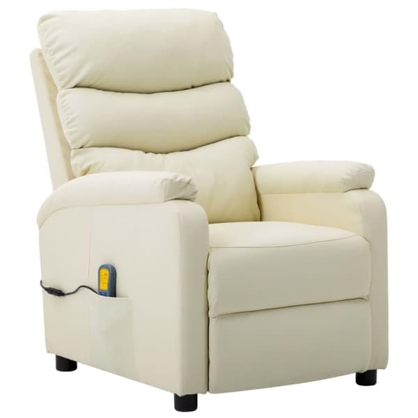 vidaXL Massagefåtölj gräddvit konstläder