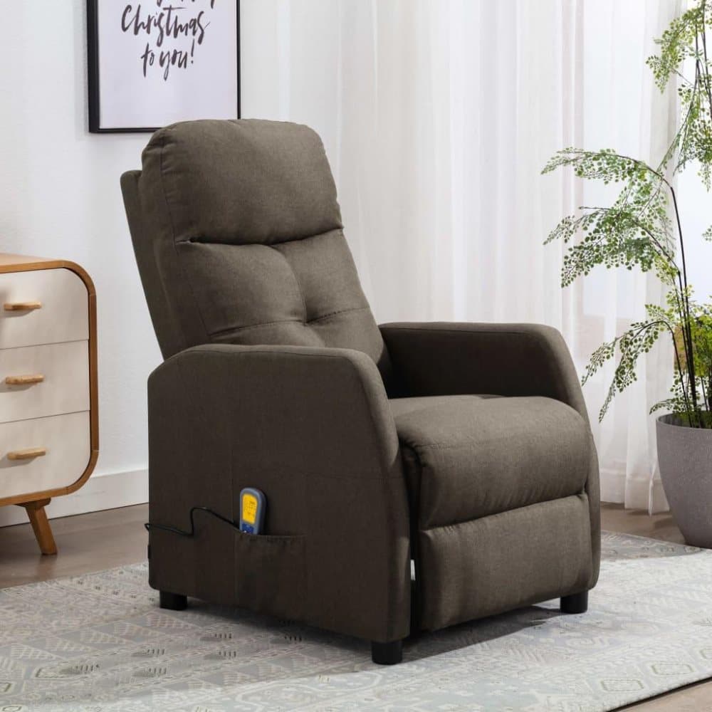 vidaXL Massagefåtölj taupe tyg