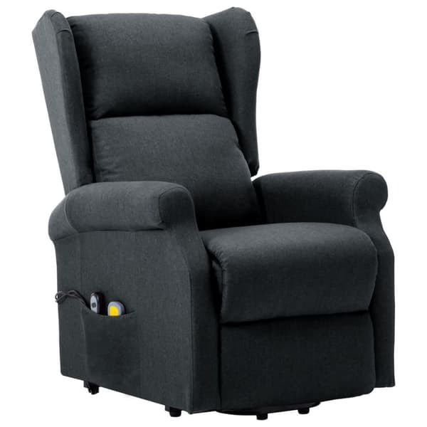 vidaXL Massagefåtölj med uppresningshjälp mörkgrå tyg