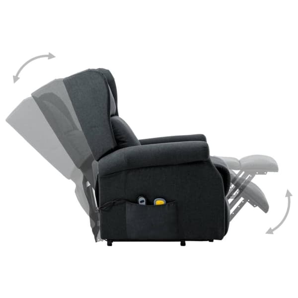 vidaXL Massagefåtölj med uppresningshjälp mörkgrå tyg