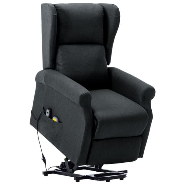 vidaXL Massagefåtölj med uppresningshjälp mörkgrå tyg
