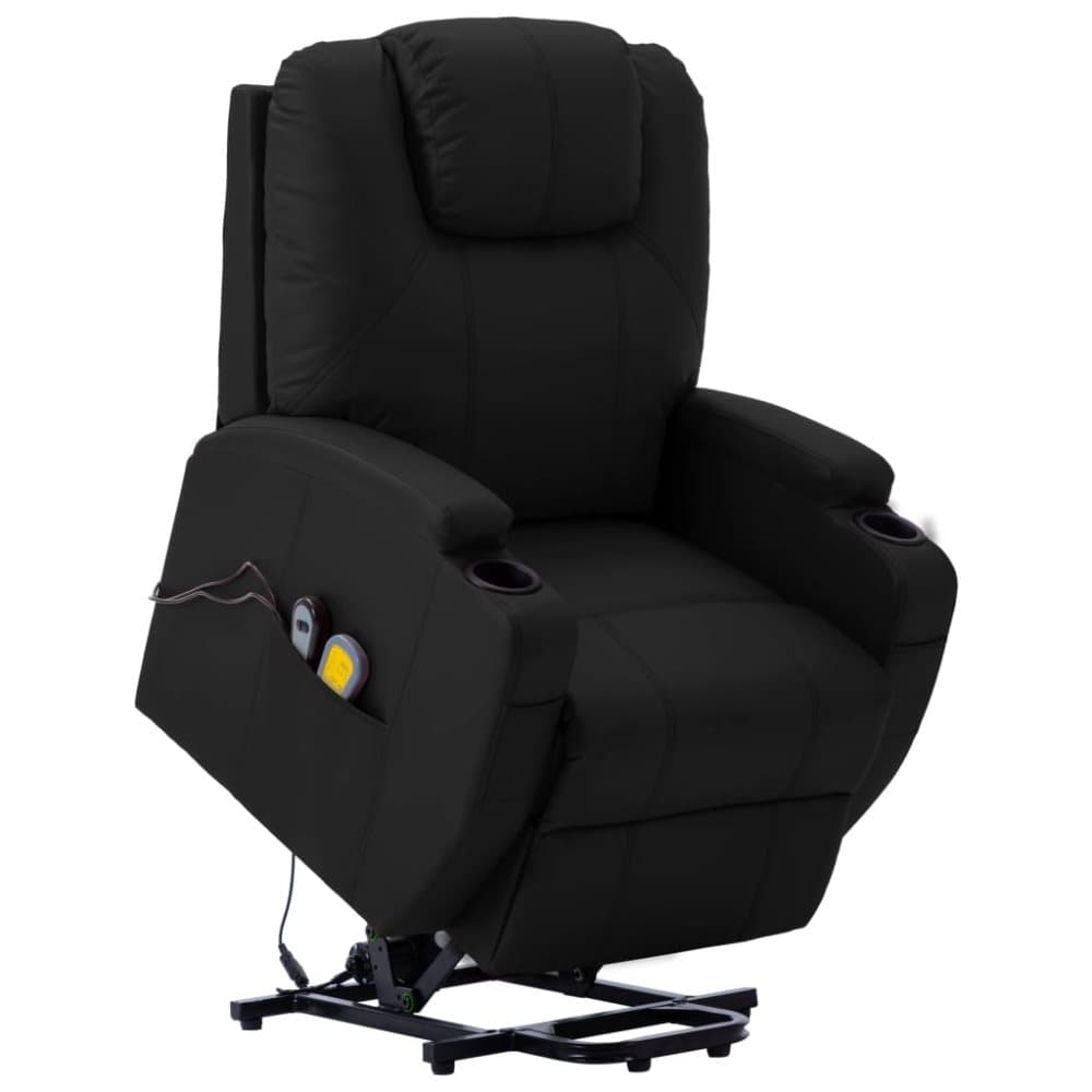 vidaXL massagestol med løftefunktion kunstlæder sort