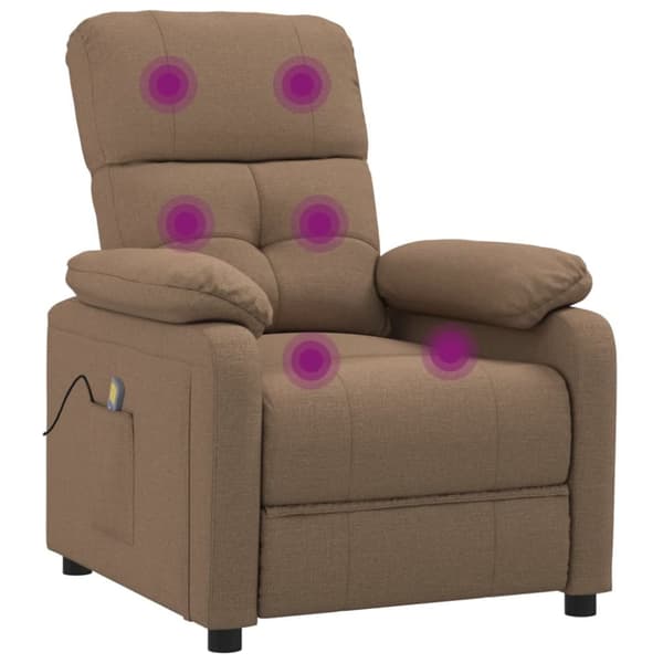 vidaXL Massagefåtölj brun tyg