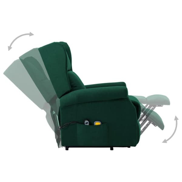 vidaXL Massagefåtölj med uppresningshjälp mörkgrön tyg