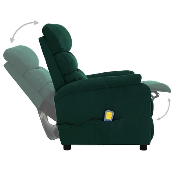 vidaXL Massagefåtölj mörkgrön tyg