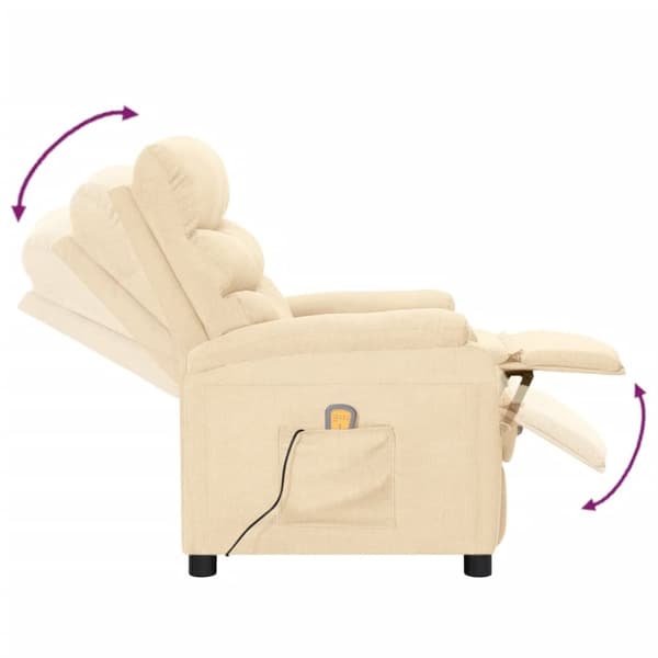 vidaXL Massagefåtölj gräddvit tyg