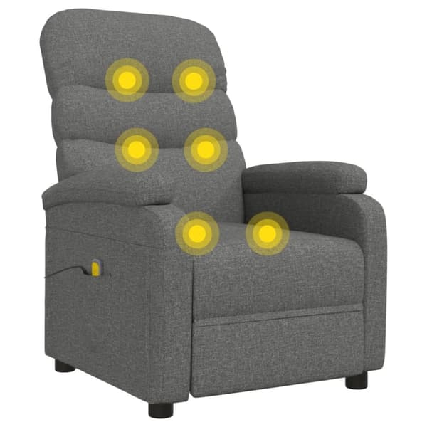 vidaXL Massagefåtölj mörkgrå tyg