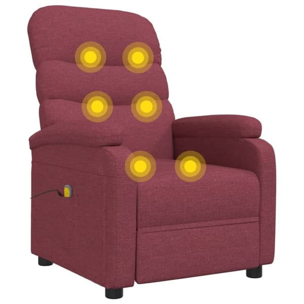 vidaXL massagestol stof vinrød