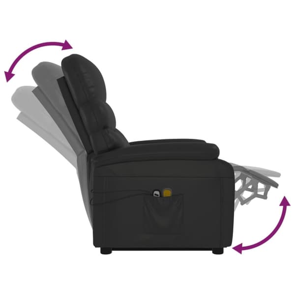vidaXL Massagefåtölj med uppresningshjälp svart konstläder