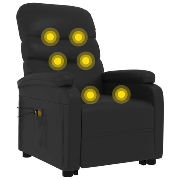 vidaXL Massagefåtölj med uppresningshjälp svart konstläder
