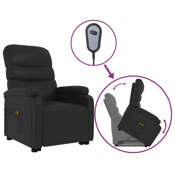 vidaXL Massagefåtölj med uppresningshjälp svart konstläder