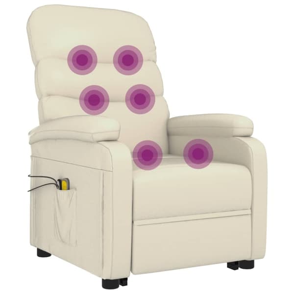 vidaXL massagestol med løftefunktion kunstlæder cremefarvet