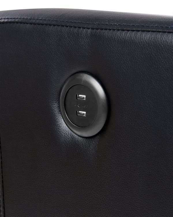 Nojatuoli keinonahkainen musta LED-valoilla ja USB-portilla