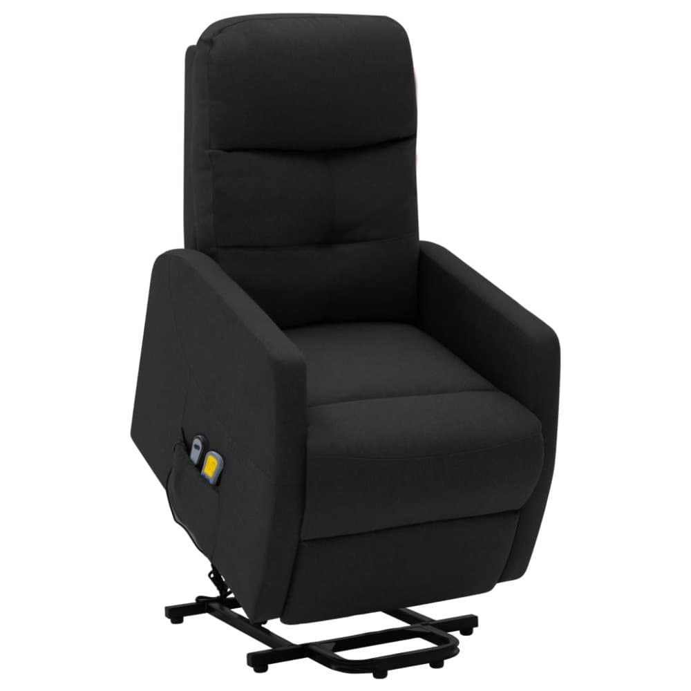 Massagefåtölj med uppresningshjälp svart tyg