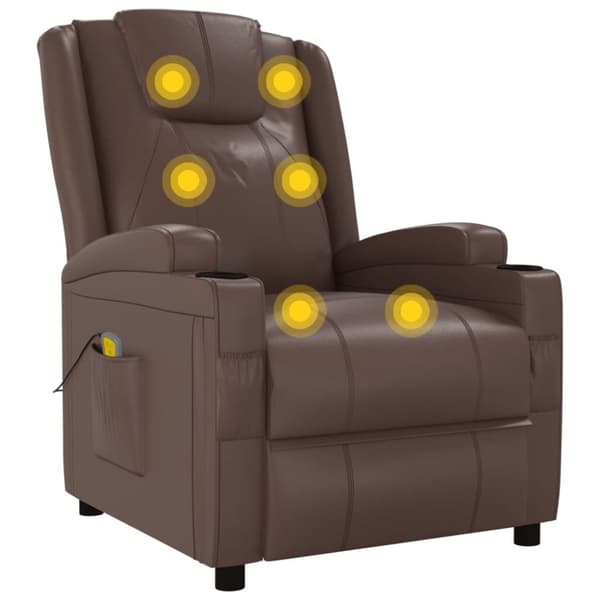 vidaXL Massagefåtölj brun konstläder
