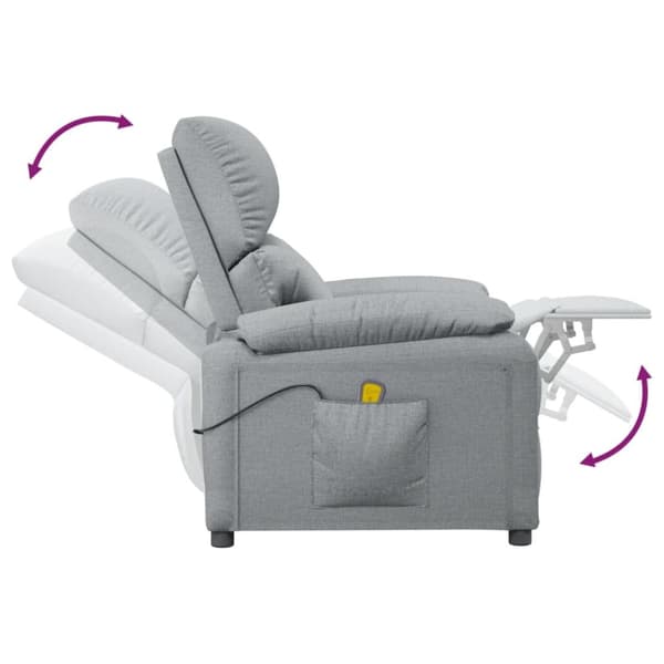 vidaXL massagestol stof lysegrå