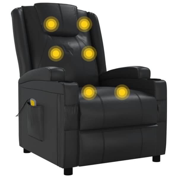vidaXL Massagefåtölj svart konstläder