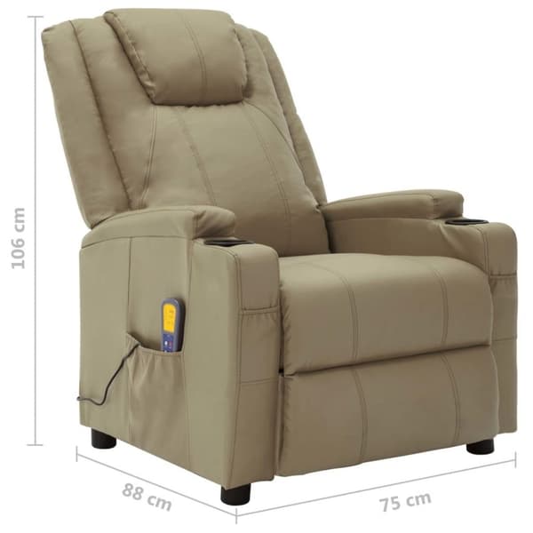 vidaXL Massagefåtölj cappuccino konstläder